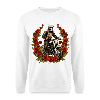Motorcyclist Skeleton Roses - Unisex Sweatshirt - white - Front