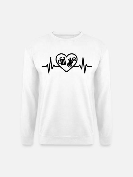 Herz Motorrad Bier - Unisex Pullover - Weiß