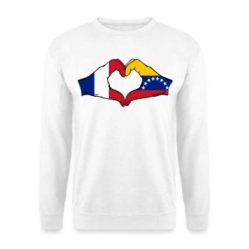 Frankreich Venezuela Flagge Hände Herzform - Unisex Pullover - Weiß - Vorne