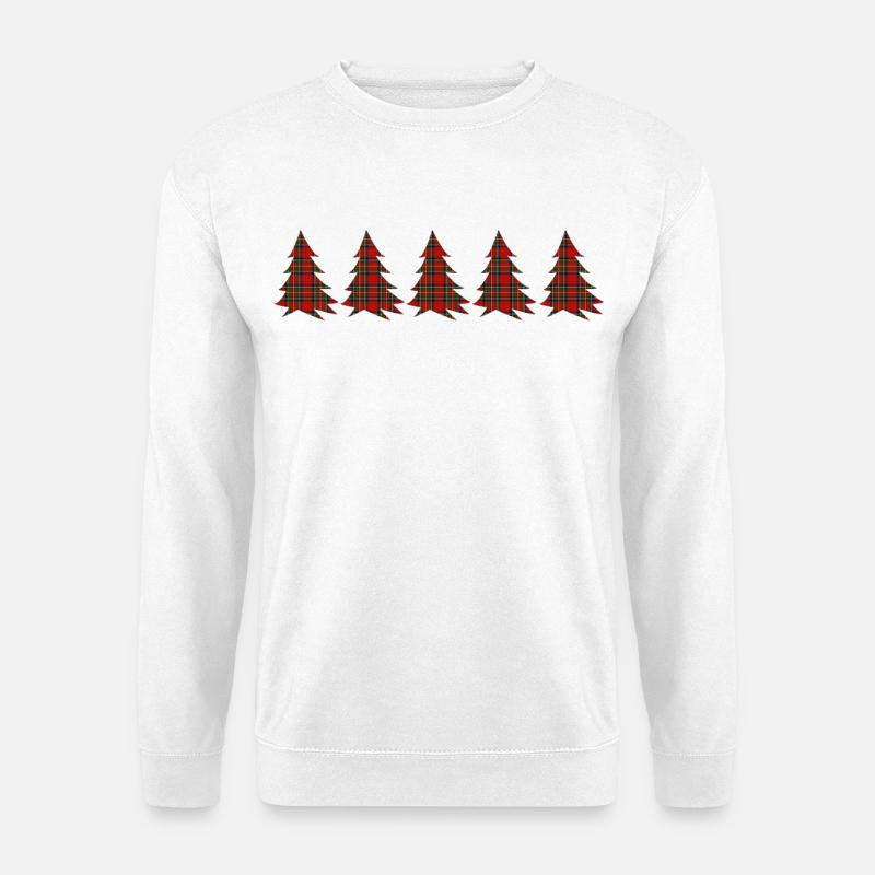 Wald-Tartanbäume - Unisex Pullover - Weiß
