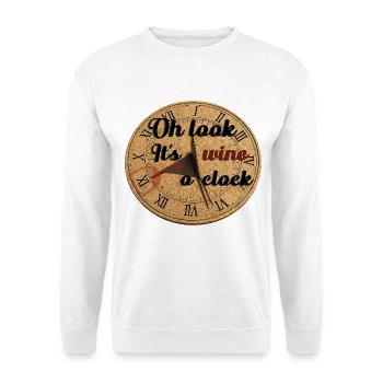 Oh Look It's Wine O'Clock – Sundial Illustration - Unisex Sweatshirt - white - Front