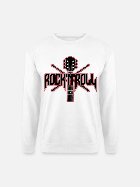 Rock 'N' Roll Guitar and Drumsticks - Unisex Sweatshirt - white
