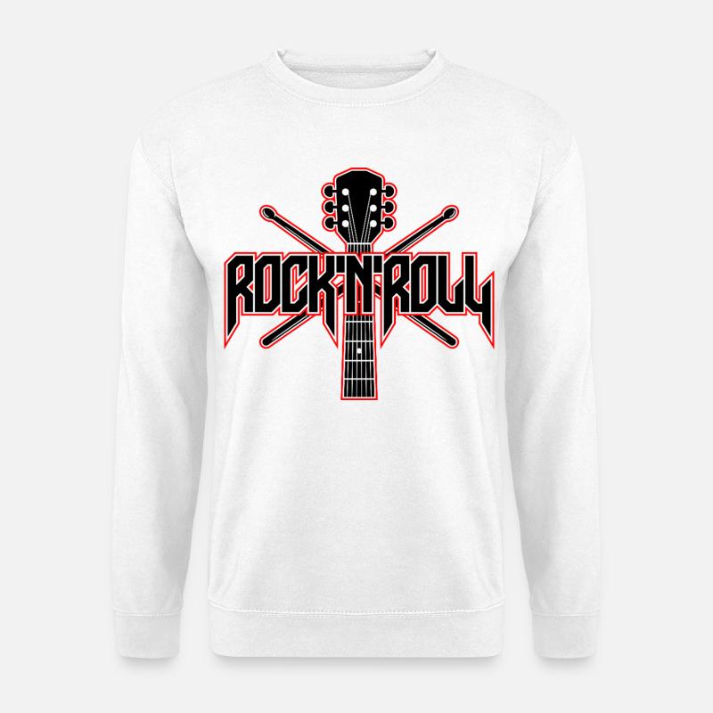 Rock 'N' Roll Guitar and Drumsticks - Unisex Sweatshirt - white