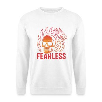 Flammenschädel Fearless - Unisex Pullover - Weiß - Vorne - Alina (178cm) & Michal (187cm)