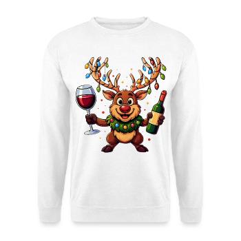 Lustiges Weihnachten Glühwein Rentier Reh  - Unisex Pullover - Weiß - Vorne