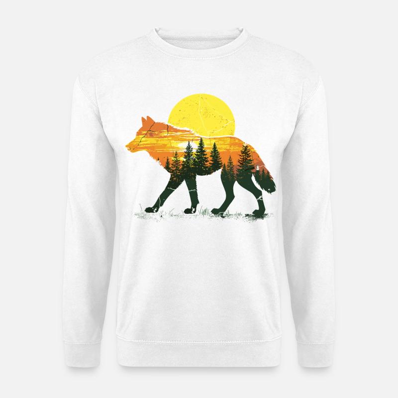 Wolf, Wald, Natur, Wildnis, Outdoor, Tier - Unisex Pullover - Weiß