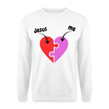Jesus & me - Heart - Puzzle - christlich - Unisex Pullover - Weiß - Vorne