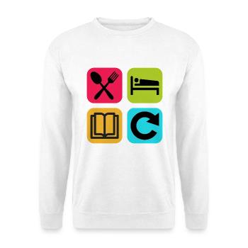 Mange, Dors, Lis, Répète le Livre de Citations Drôles - Sweat-shirt Unisexe - blanc - Devant