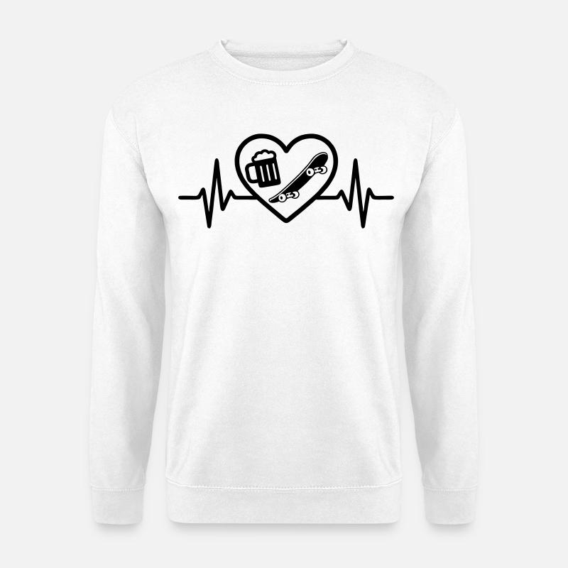 Herz Skateboard Bier - Unisex Pullover - Weiß