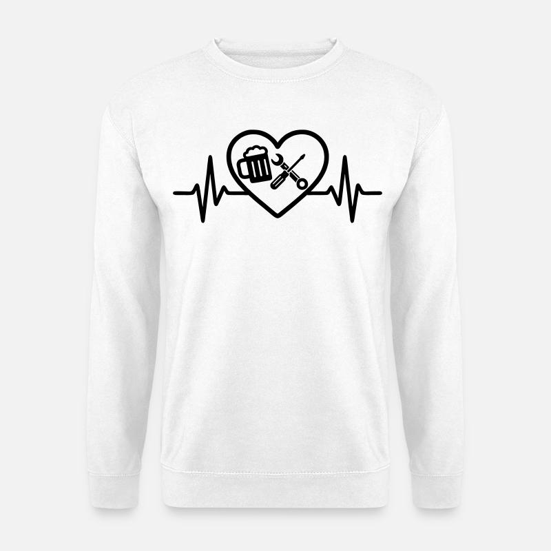 Herz Bier Heimwerken Humor - Unisex Pullover - Weiß
