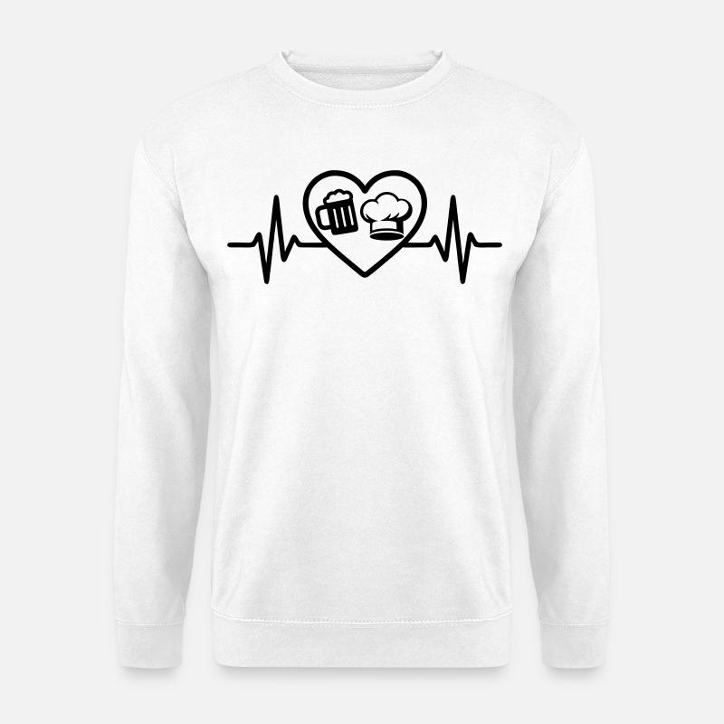 Herz Bier Küche Humor - Unisex Pullover - Weiß