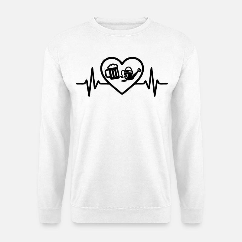Herz Bier Gartenarbeit Humor - Unisex Pullover - Weiß