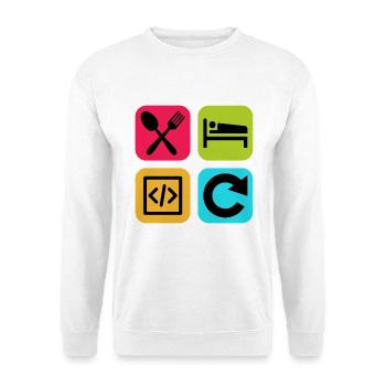Manger Dormir Code Répéter Citation drôle Dev - Sweat-shirt Unisexe - blanc - Devant