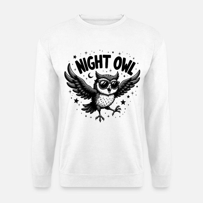 Night Owl Eule mit Sonnenbrille - Unisex Pullover - Weiß