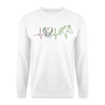 Reiterin Pferd Karneval Fasching EKG Herz Geschenk - Unisex Pullover - Weiß - Vorne
