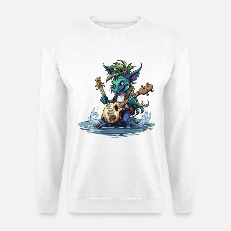 Wasserdrache Gitarrist - Unisex Pullover - Weiß