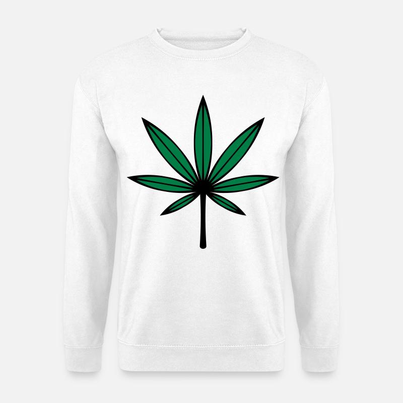 Cannabis / Marihuana / Hanfblatt (2C) - Unisex Pullover - Weiß