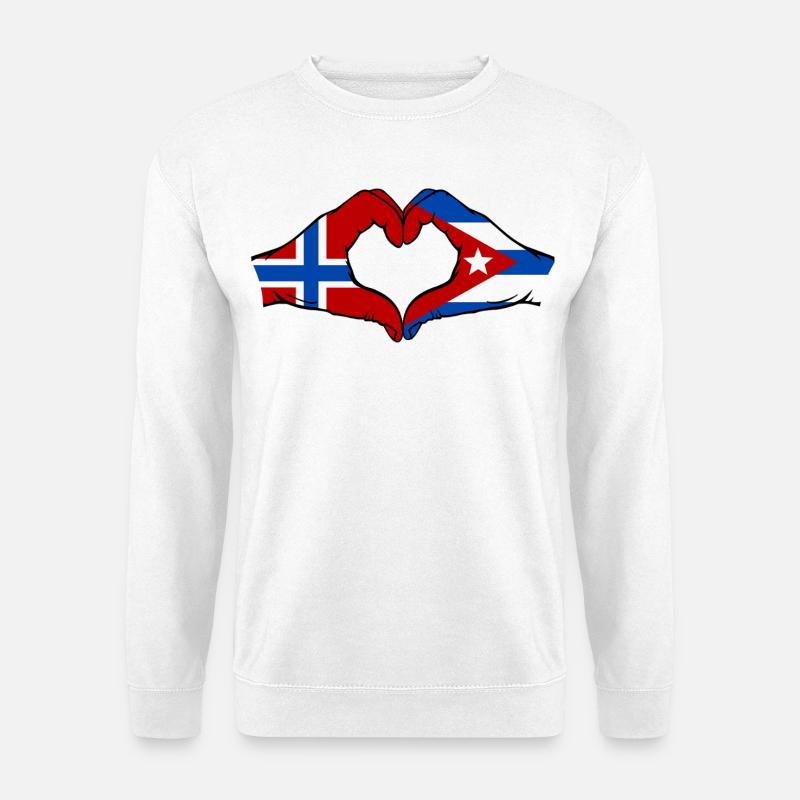 Norway Cuba Flag Hands Heart - Unisex Sweatshirt - white