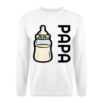 Baby verkünden - Papa 2026 Babyflasche - Unisex Pullover - Weiß - Vorne - Alina (178cm) & Michal (187cm)