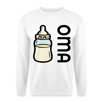 Baby 2026 - Oma werden - Unisex Pullover - Weiß - Vorne - Alina (178cm) & Michal (187cm)