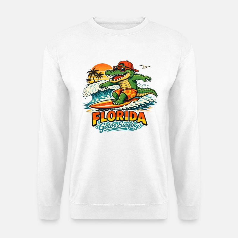 Surfender Alligator in Florida - Unisex Pullover - Weiß