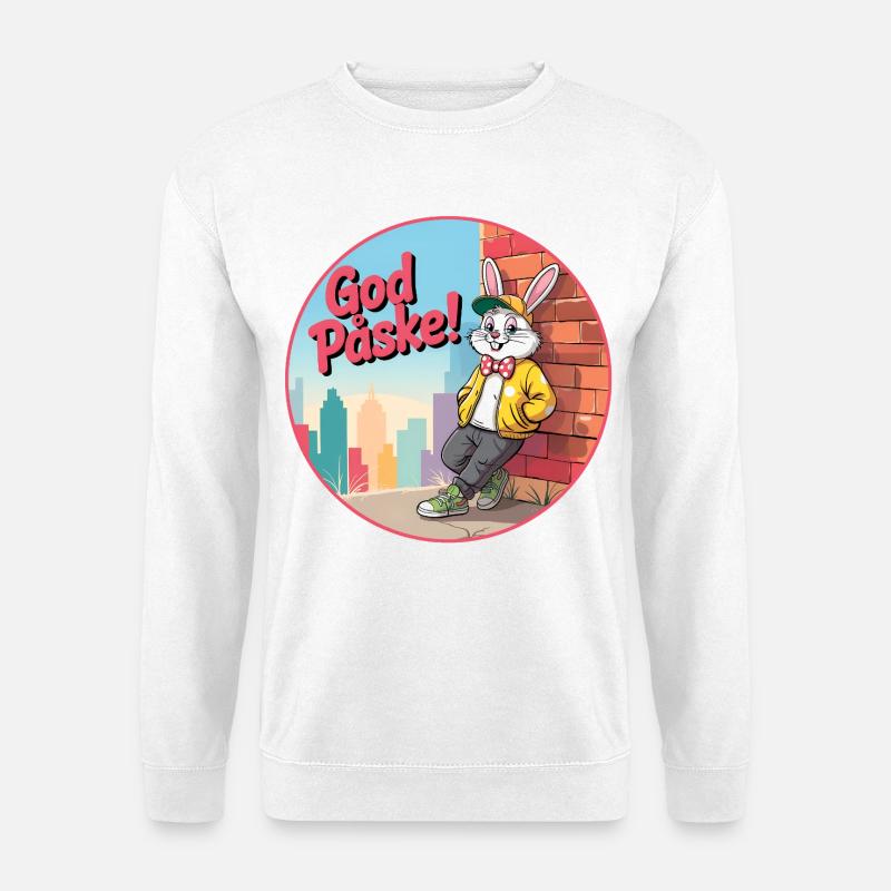 Osterhase im urbanen Raum - - Unisex Pullover - Weiß