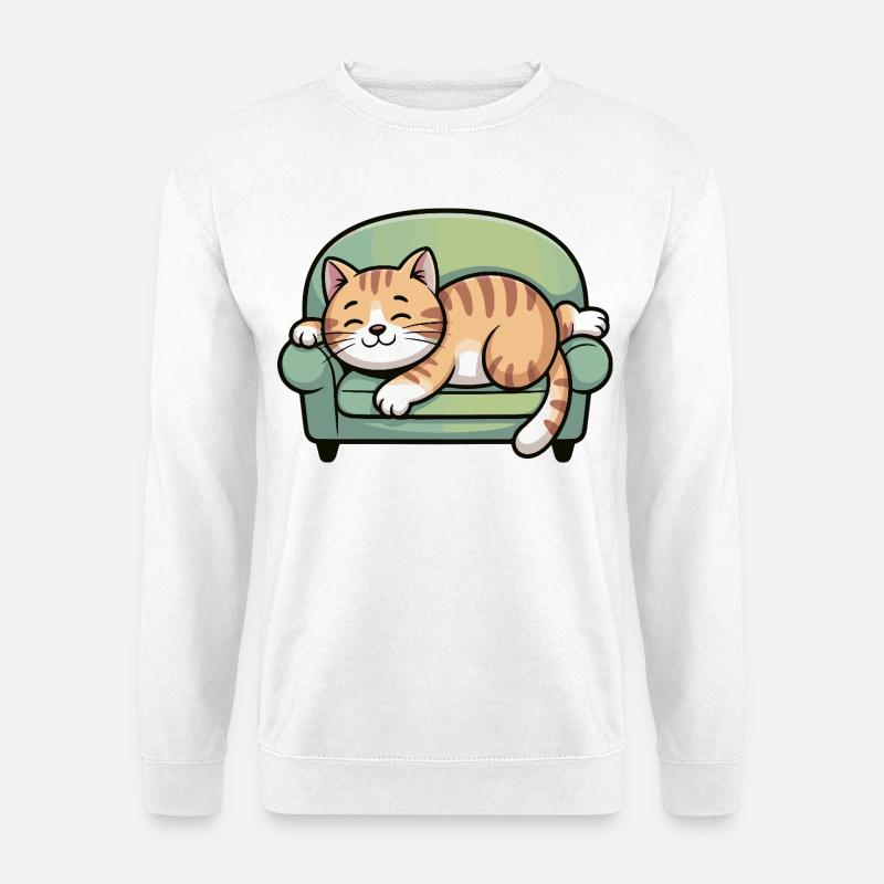Schlafender Kater auf Sofa - Unisex Pullover - Weiß