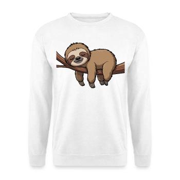 Schlafendes Faultier auf Ast - Unisex Pullover - Weiß - Vorne
