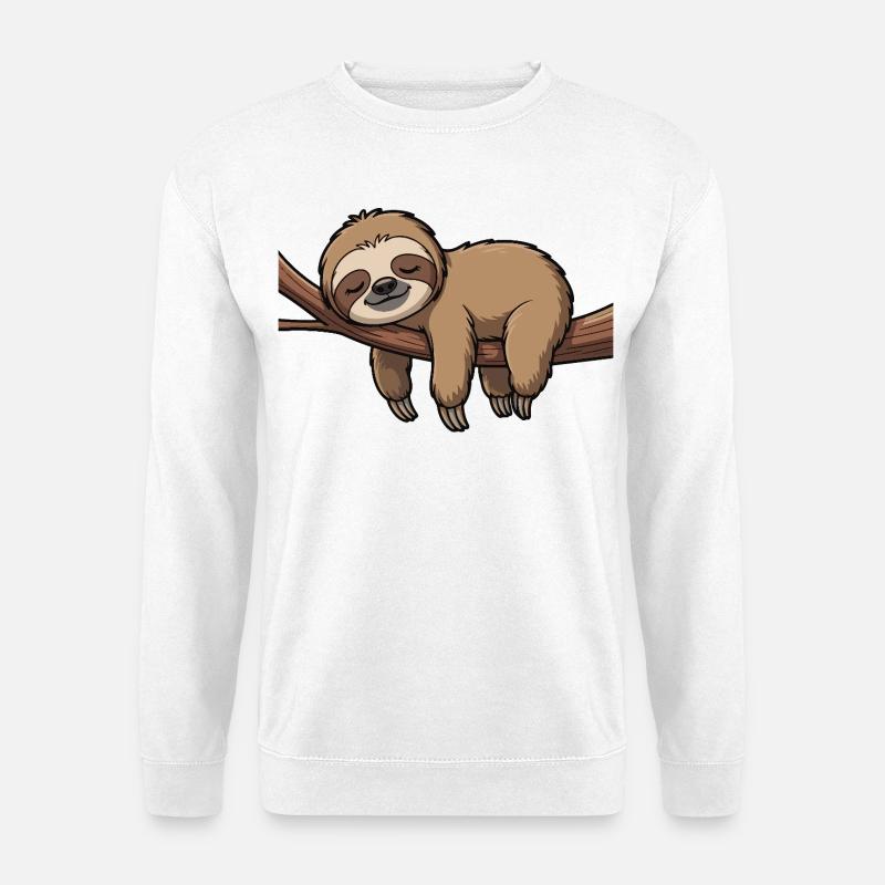 Sleeping sloth on branch - Unisex Sweatshirt - white