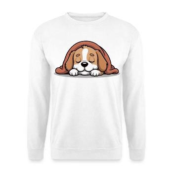 Schlafender Beagle unter Decke - Unisex Pullover - Weiß - Vorne