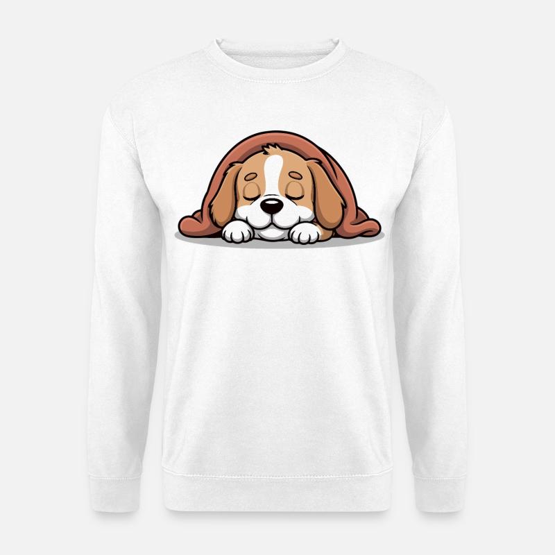 Sleeping Beagle Under Blanket - Unisex Sweatshirt - white
