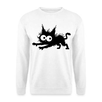 Gestresste schwarze Katze - Stress, Angst, Schreck - Unisex Pullover - Weiß - Vorne
