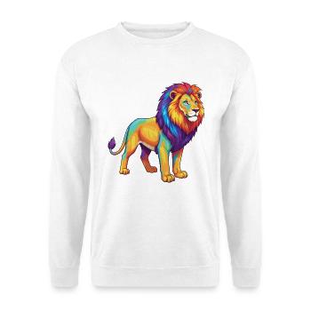 Bunte Löwen-Regenbogen-Pop-Art-Aquarell - Unisex Pullover - Weiß - Vorne