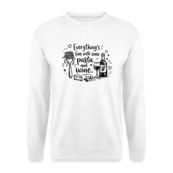 Tout va bien avec des pâtes et du vin - Sweat-shirt Unisexe - blanc - Devant