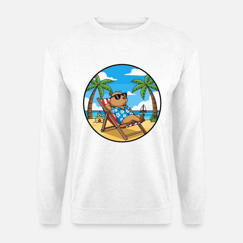 Entspannte Capybara-Strandurlaubs-Sommervibes - Unisex Pullover - Weiß