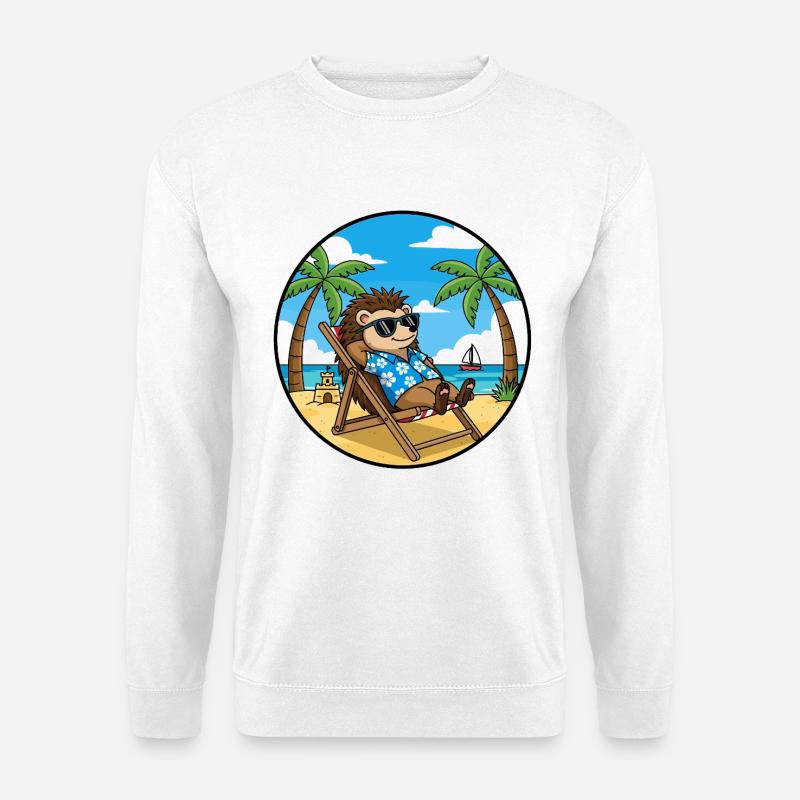 Coole Hedgehog Beach Vacation Summer Vibes - Unisex Pullover - Weiß