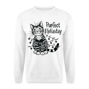 Festive cat and fairy lights - Unisex Sweatshirt - white - Front