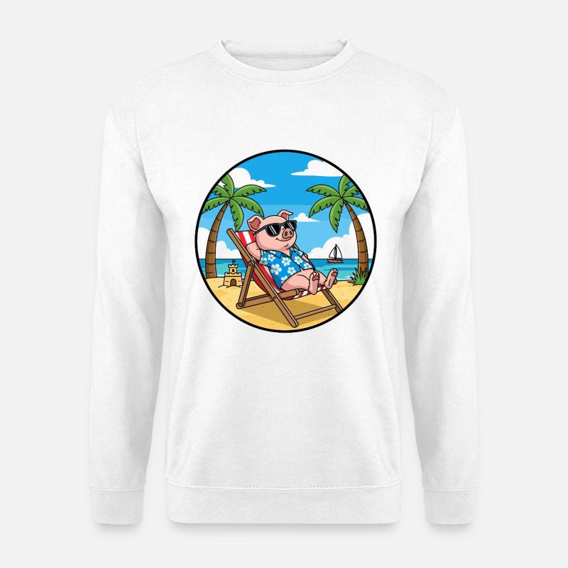 Cool Pig Beach Vacation Summer Vibes - Unisex Pullover - Weiß