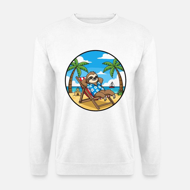 Coole Sloth Beach Sommer-Urlaubsstimmung - Unisex Pullover - Weiß