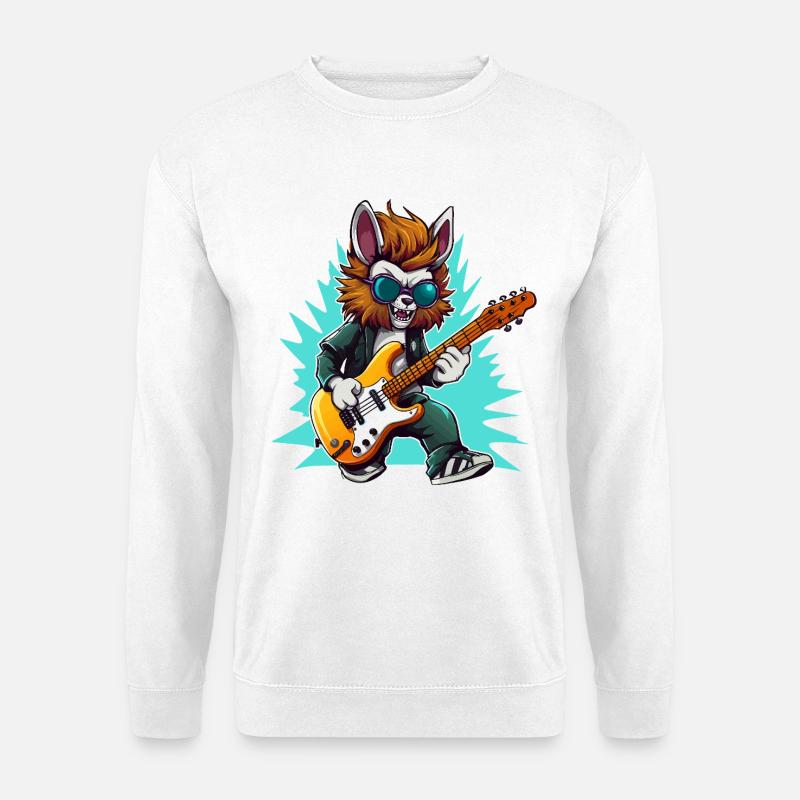 Gitarrowl Rockwolf with sunglasses - Unisex Sweatshirt - white