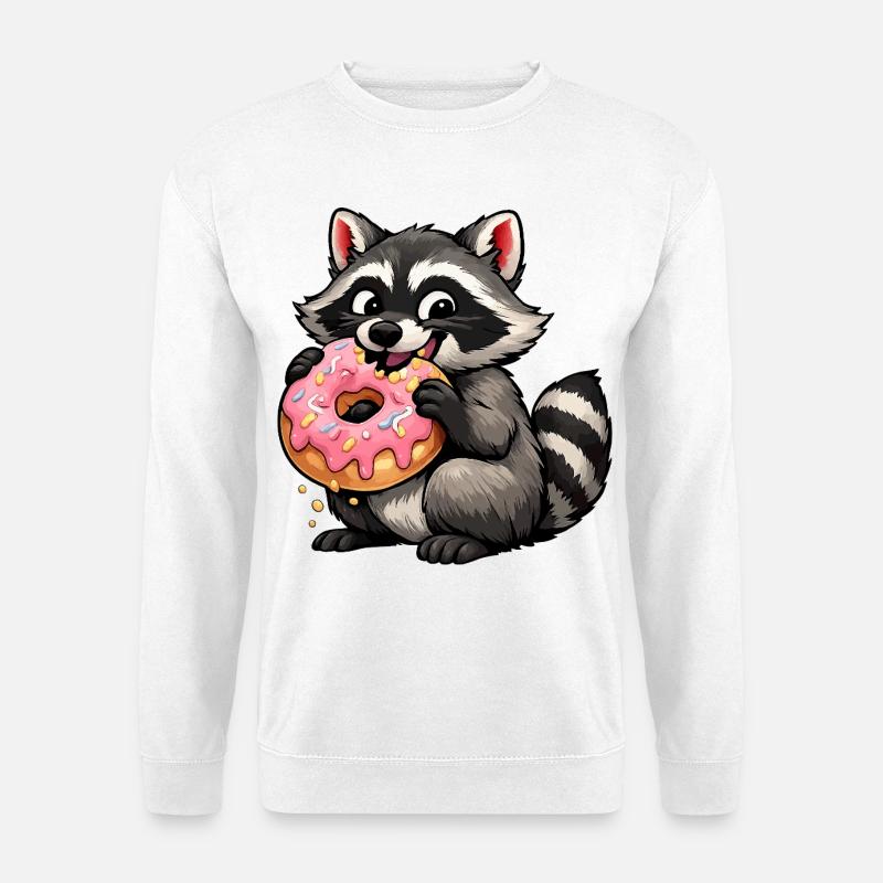 Waschbär-Donut-Delight - Unisex Pullover - Weiß