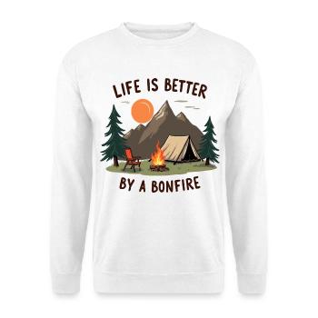 Life is better by a Bonfire Camping Adventure - Unisex Sweatshirt - white - Front