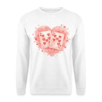 Spielkarten 67 Valentine six seven Herz Süß - Unisex Pullover - Weiß - Vorne