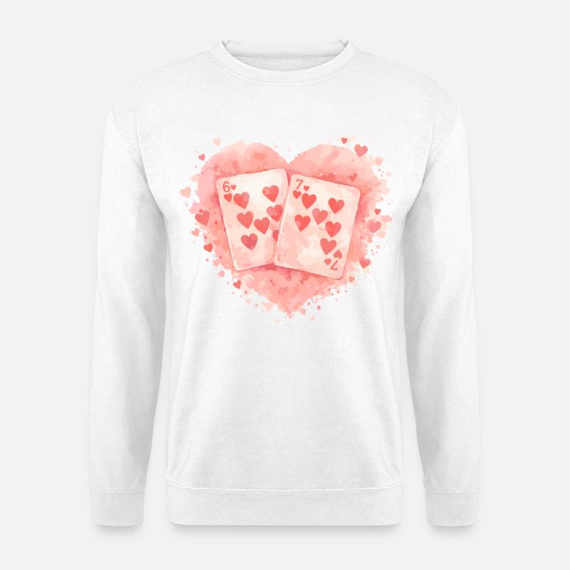 Spielkarten 67 Valentine six seven Herz Süß - Unisex Pullover - Weiß