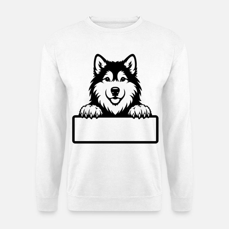 Alaskan Malamute Welpe Namensschild schwarzweis - Unisex Pullover - Weiß