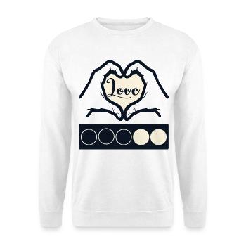 Biathlon-Liebe – Herzhände - Unisex Pullover - Weiß - Vorne - Alina (178cm) & Michal (187cm)