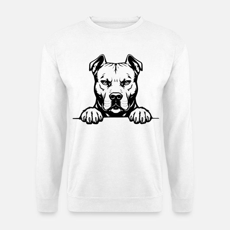 Pitbull Kopf mit Pfoten - Unisex Pullover - Weiß