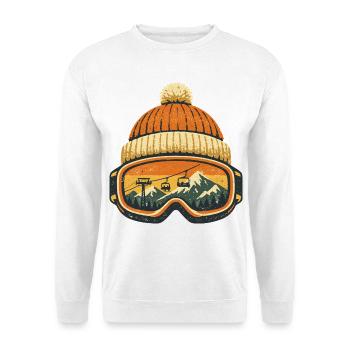 Skieur Sports d’hiver Après Ski Beanie Ski Goggles - Sweat-shirt Unisexe - blanc - Devant