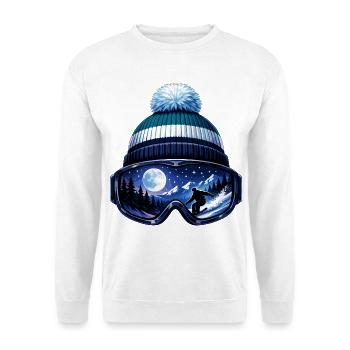 Skifahrer Apres Ski Mütze Skibrille Winter Sport - Unisex Pullover - Weiß - Vorne