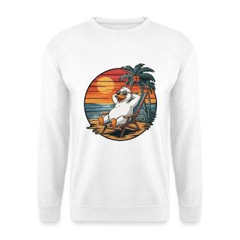 Oie drôle sur la plage Coucher de soleil des vacances d’été - Sweat-shirt Unisexe - blanc - Devant